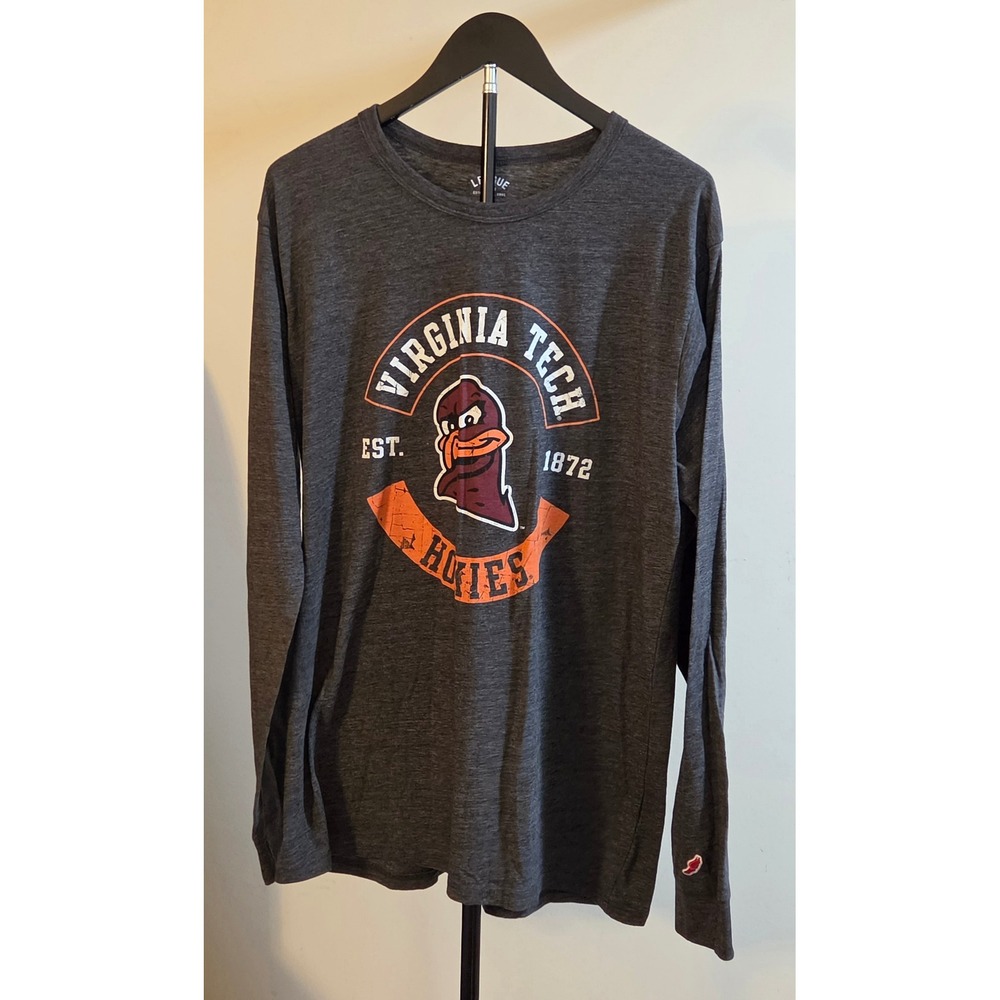 League Virginia Tech Hokies Long Sleeve T-Shirt Men's Size 2X-Large Gray